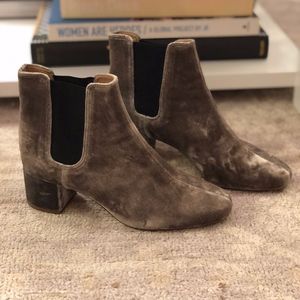 Silver Velvet Booties